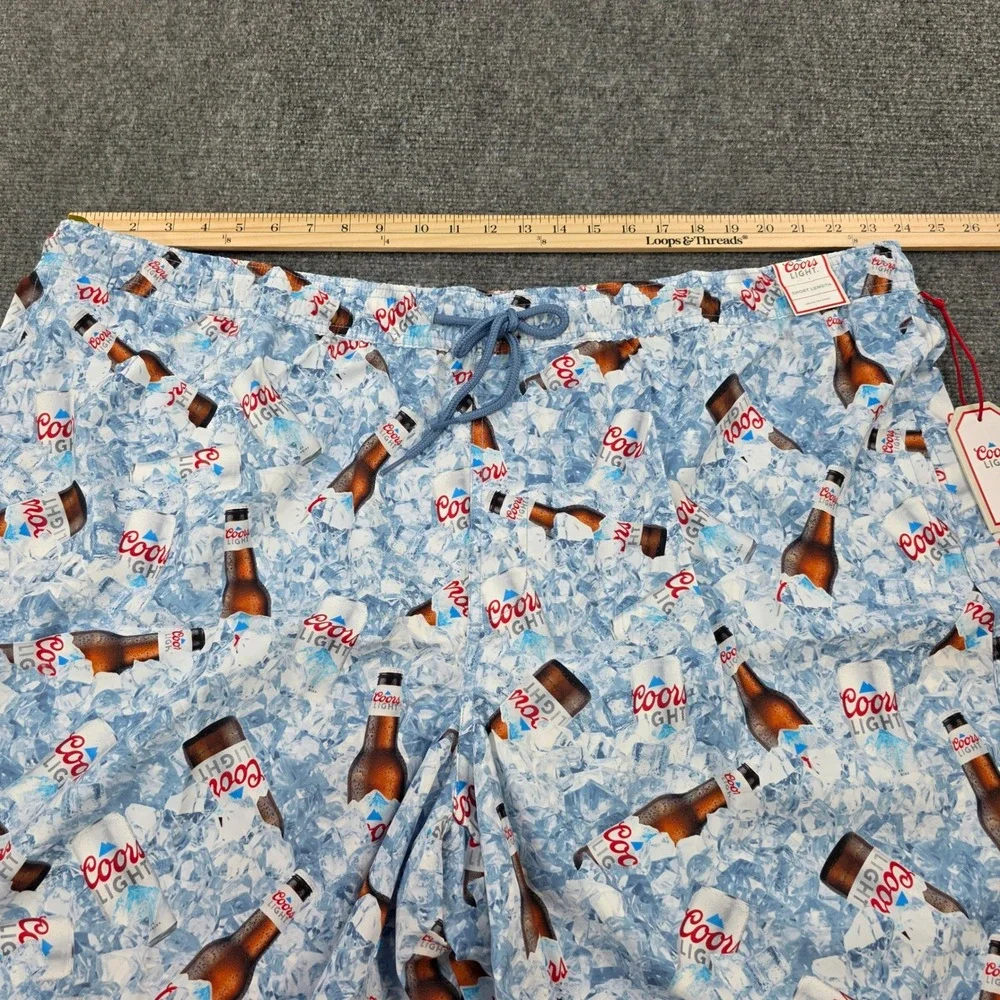 Coors Light‎ Swim Trunks Mens 4XB Beer Bottle Ice Pattern Drawstring Shorts